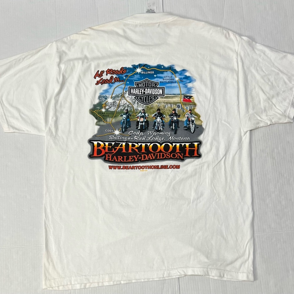 Vintage Harley Davidson Beartooth Cody Wyoming 2007 Graphic Beefy Shirt Xl Usa